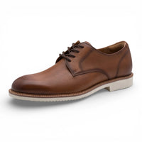 Chaussures Derby pour homme en cuir marron cognac à bout uni