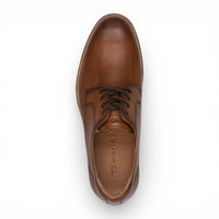 Chaussures Derby pour homme en cuir marron cognac à bout uni