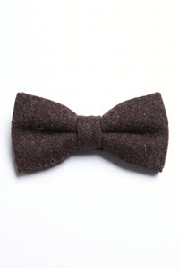 Nœud papillon pour homme en tweed marron foncé mélangé laine