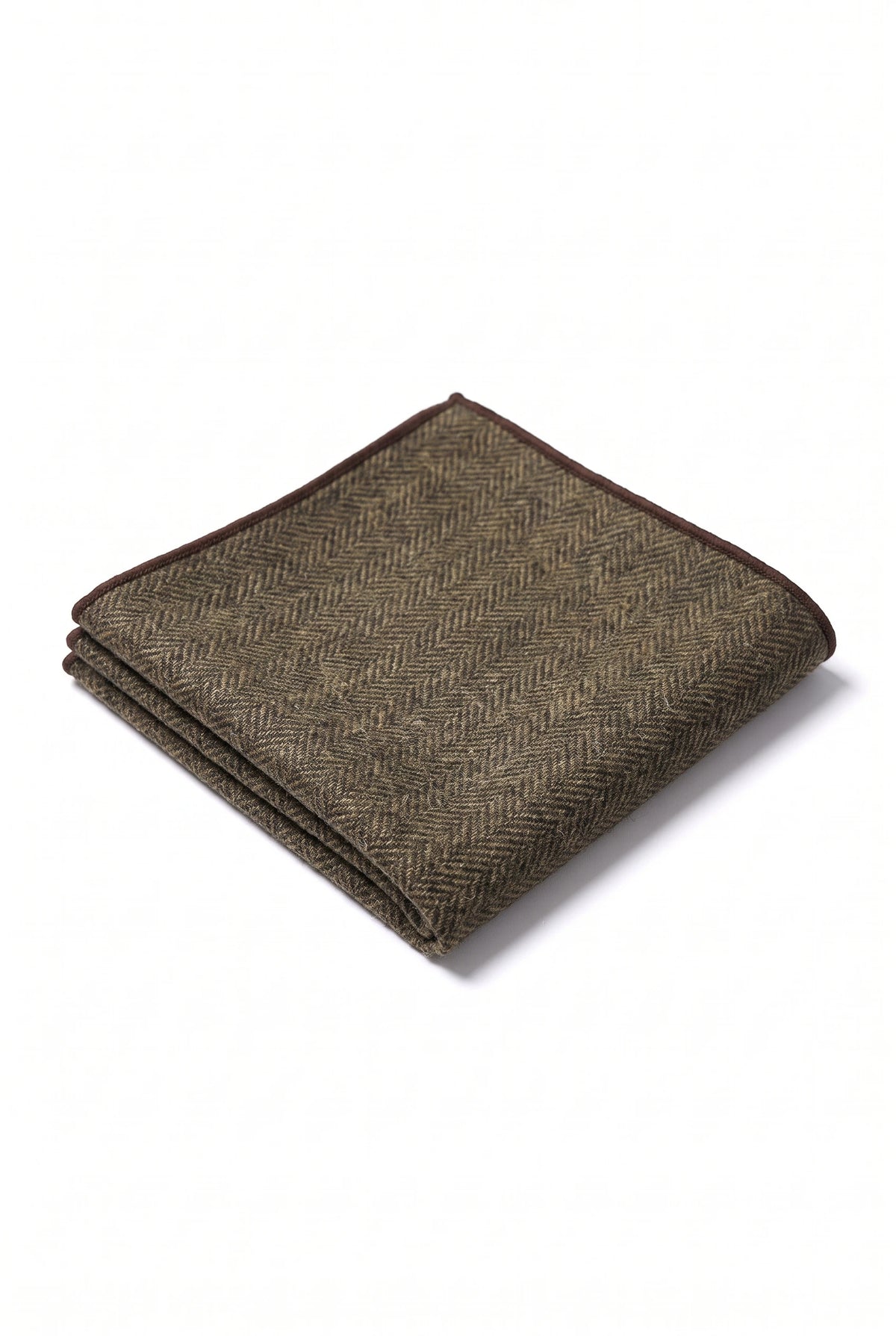 Pochette de costume pour homme en tweed marron foncé mélangé laine