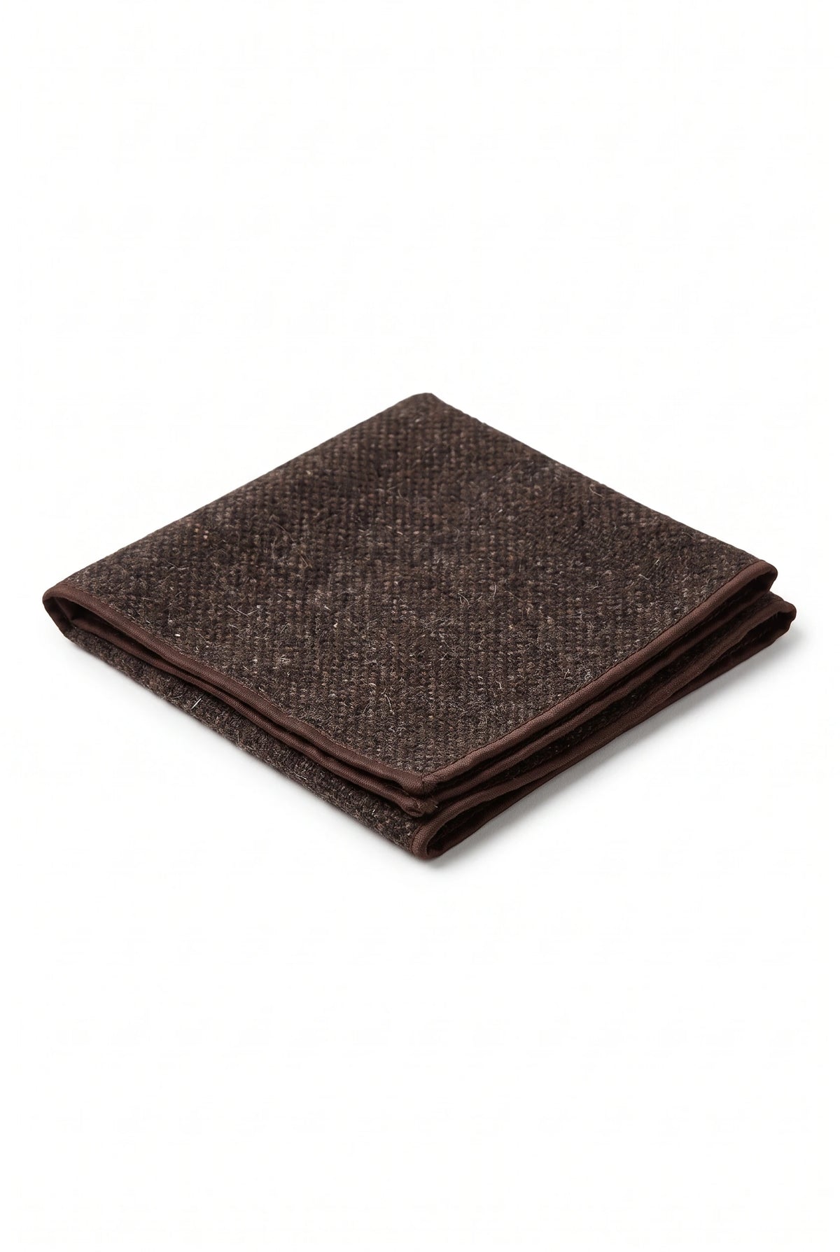 Pochette de costume pour homme en tweed marron foncé mélangé laine