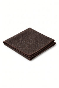 Pochette de costume pour homme en tweed marron foncé mélangé laine