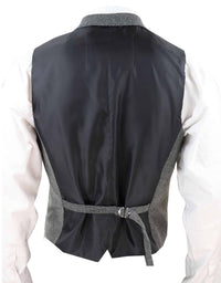 Mens Dark Grey Herringbone Tweed Waistcoat