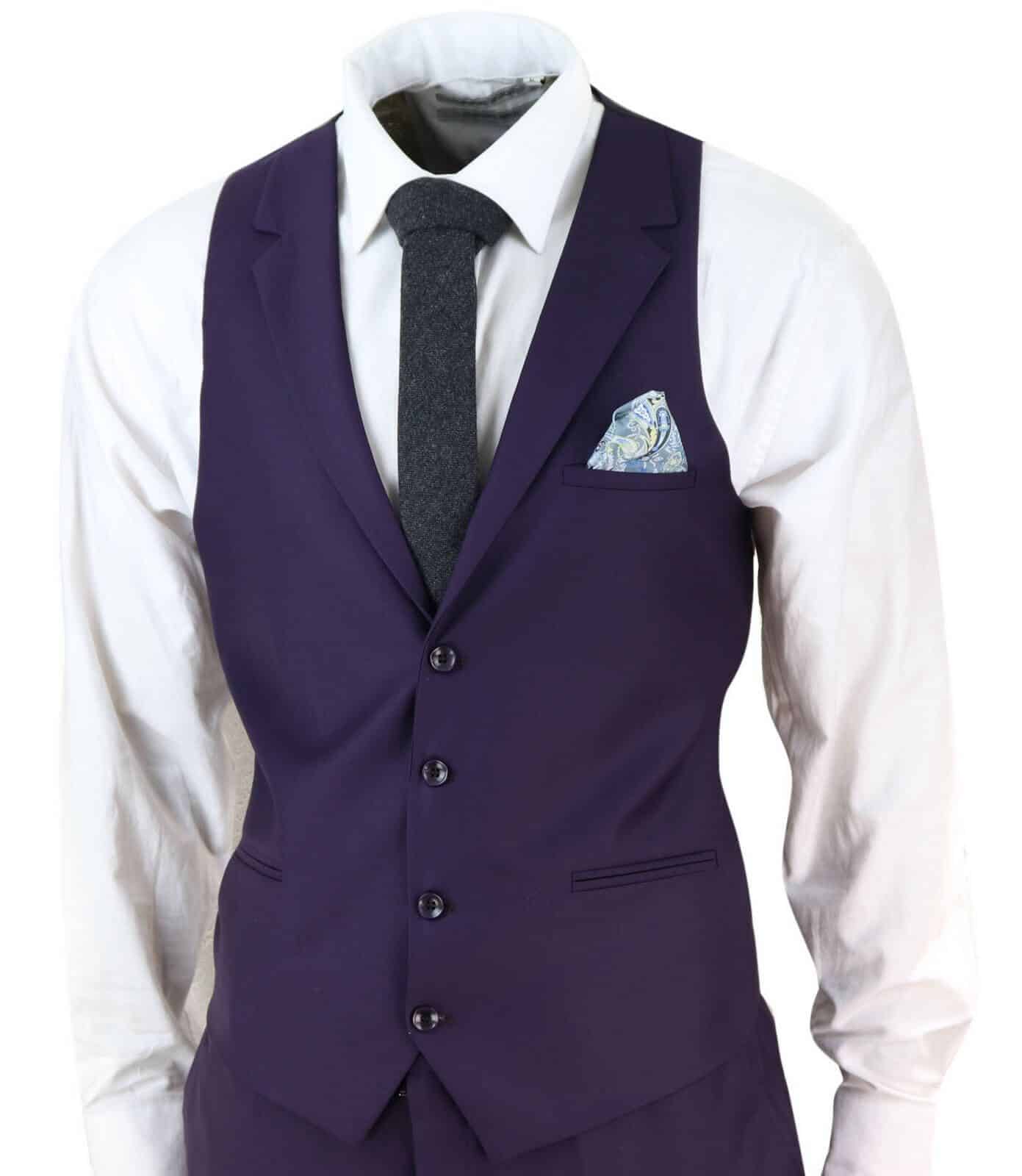 Mens Deep Purple 3 Piece Suit