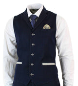 Mens Denim-Blue 3 Piece Suit