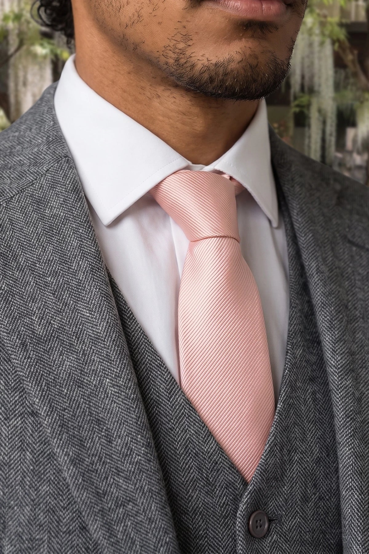 Cravate fine rose poudré pour homme, 6 cm