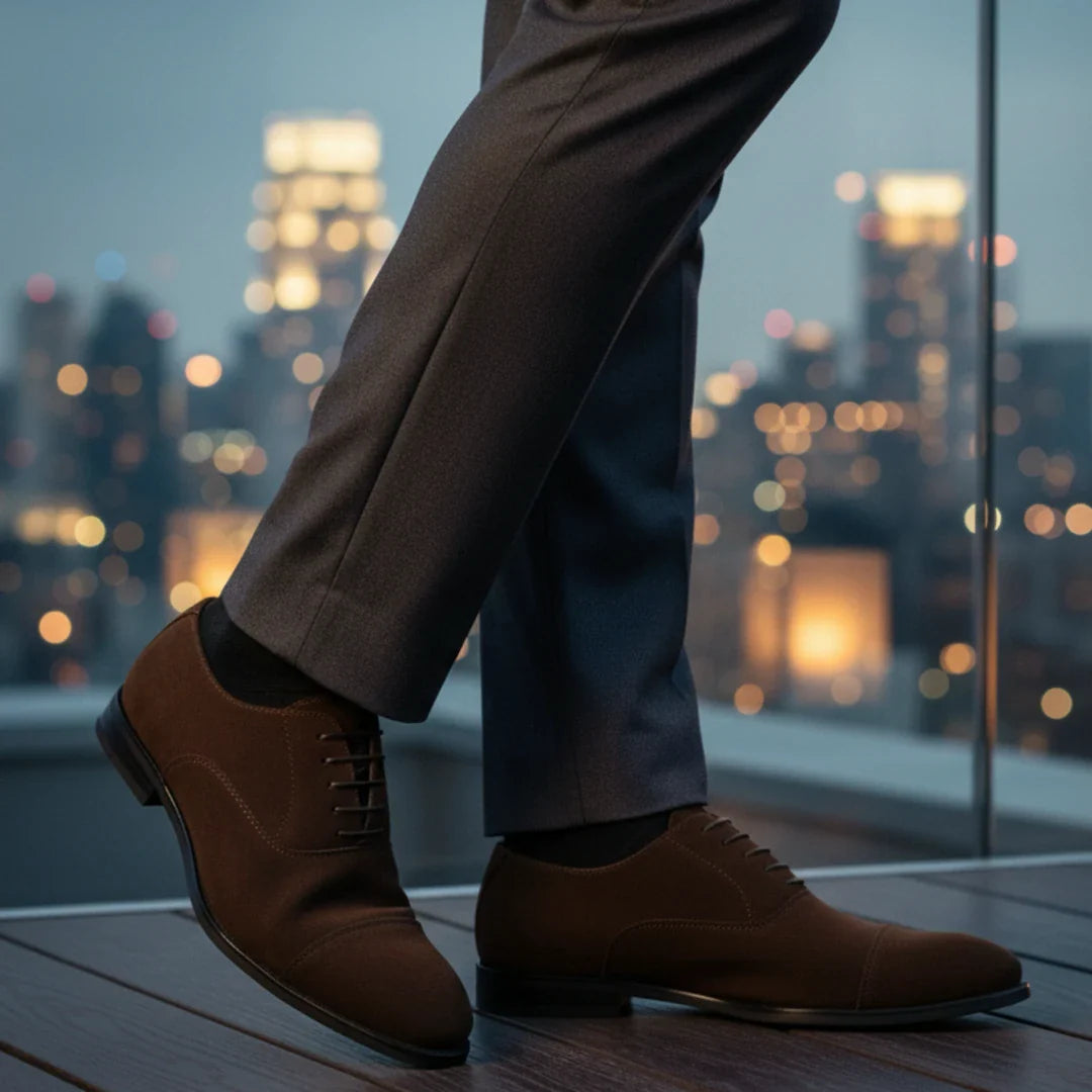 Chaussures Oxford à lacets en faux daim pour hommes