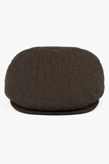 Casquette plate unisexe Del Boy en laine à chevrons tweed marron, style années 1920