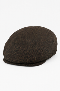 Casquette plate unisexe Del Boy en laine à chevrons tweed marron, style années 1920