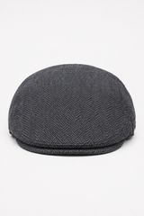 Casquette plate unisexe Del Boy en laine à chevrons tweed anthracite, style années 1920