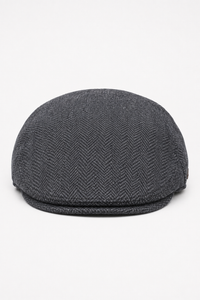 Casquette plate unisexe Del Boy en laine à chevrons tweed anthracite, style années 1920