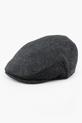 Casquette plate unisexe Del Boy en laine à chevrons tweed anthracite, style années 1920