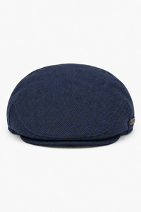 Casquette plate unisexe Del Boy en tweed marine à chevrons de laine, style années 1920