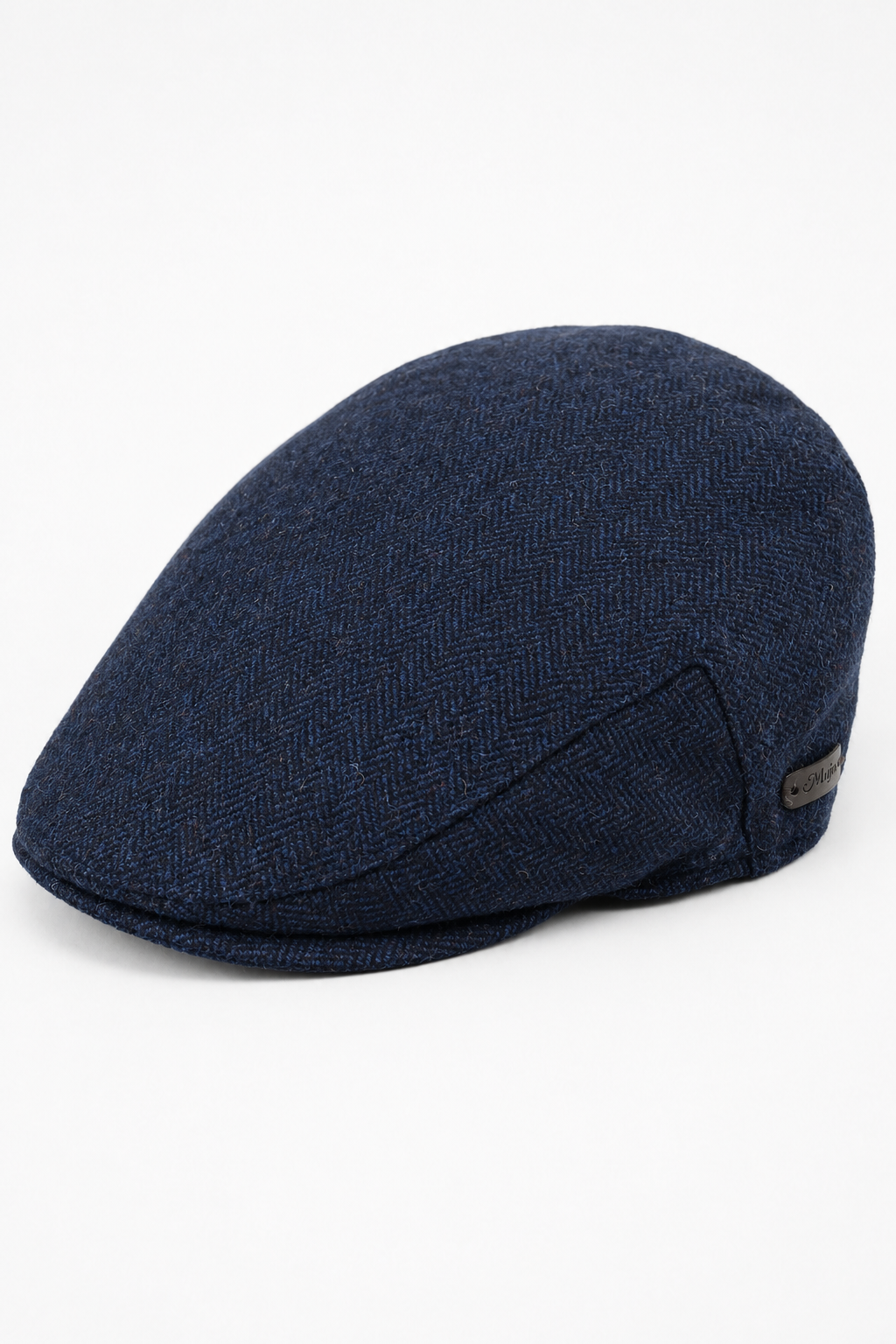 Casquette plate unisexe Del Boy en tweed marine à chevrons de laine, style années 1920