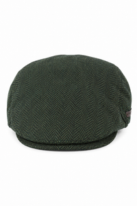 Casquette plate unisexe Del Boy en laine à chevrons tweed olive, style années 1920
