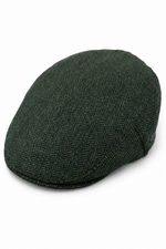 Casquette plate unisexe Del Boy en laine à chevrons tweed olive, style années 1920