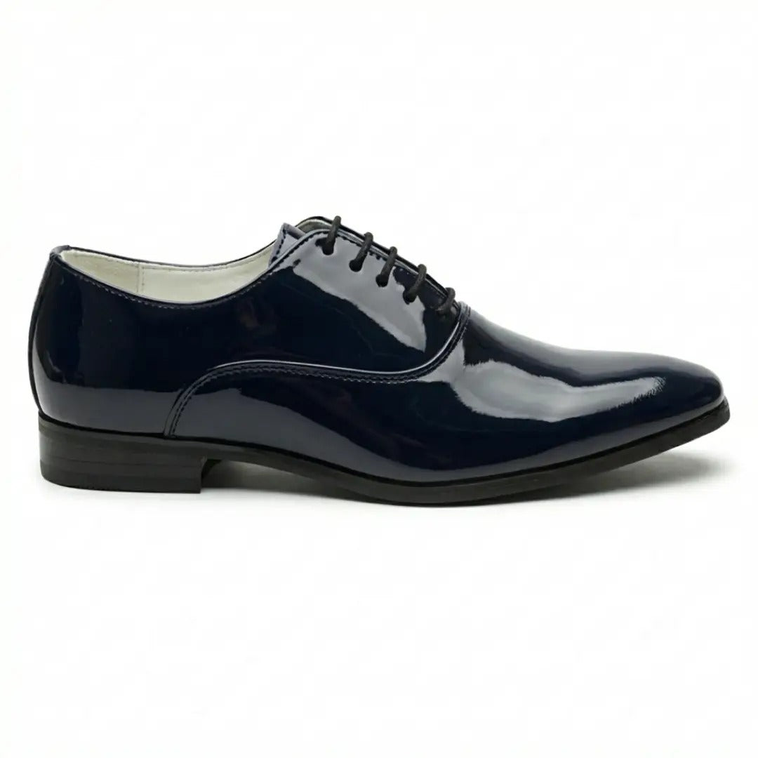 Chaussures Oxford habillées pour hommes en cuir PU verni