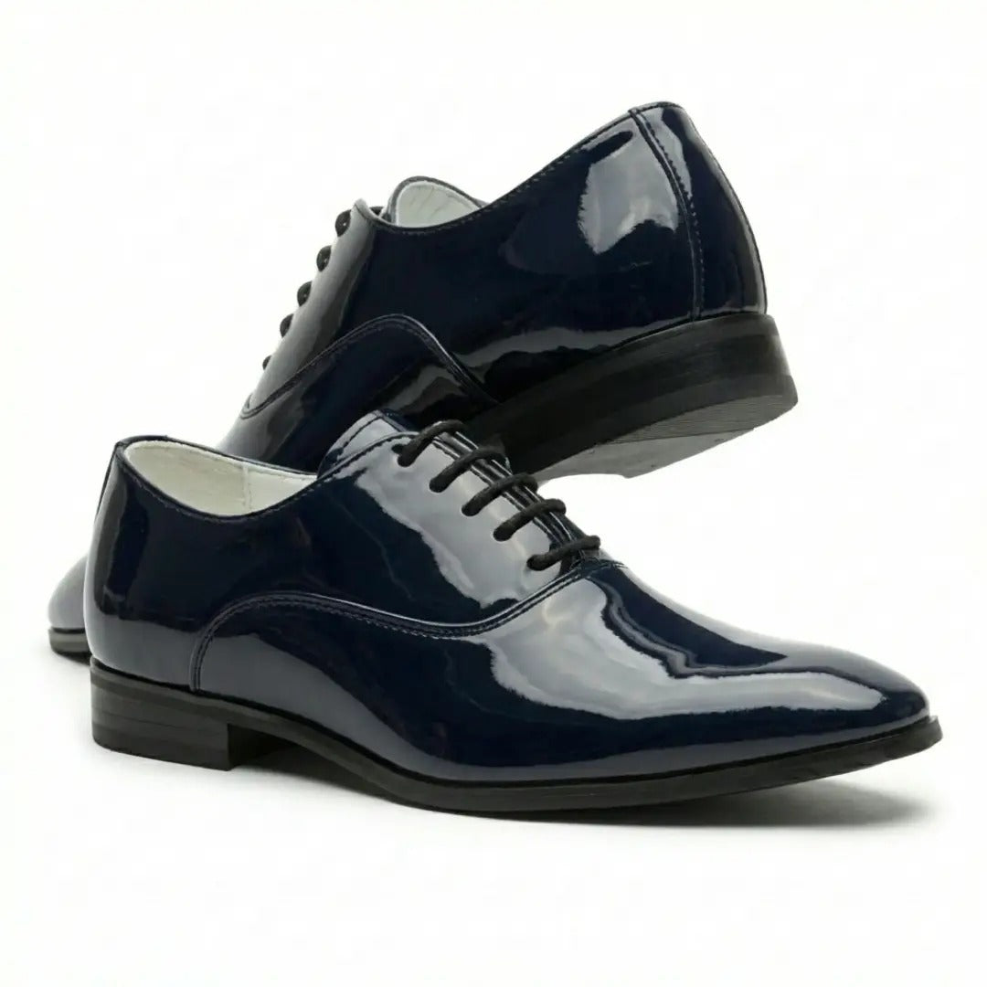 Chaussures Oxford habillées pour hommes en cuir PU verni