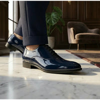 Chaussures Oxford habillées pour hommes en cuir PU verni