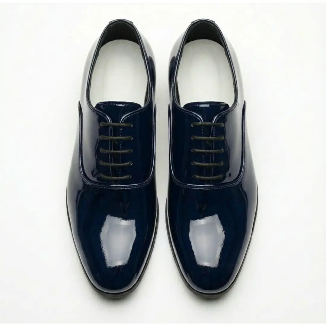 Chaussures Oxford habillées pour hommes en cuir PU verni