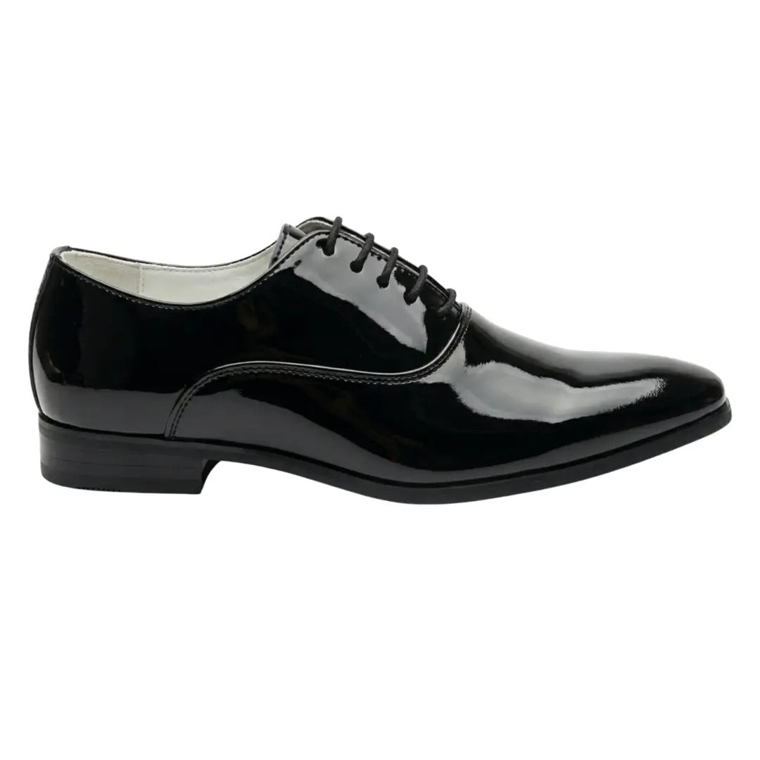 Chaussures Oxford habillées pour hommes en cuir PU verni