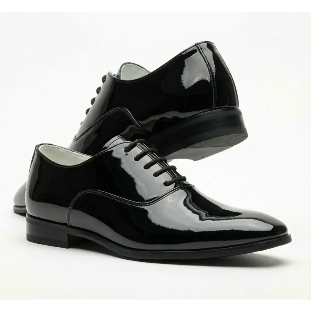 Chaussures Oxford habillées pour hommes en cuir PU verni