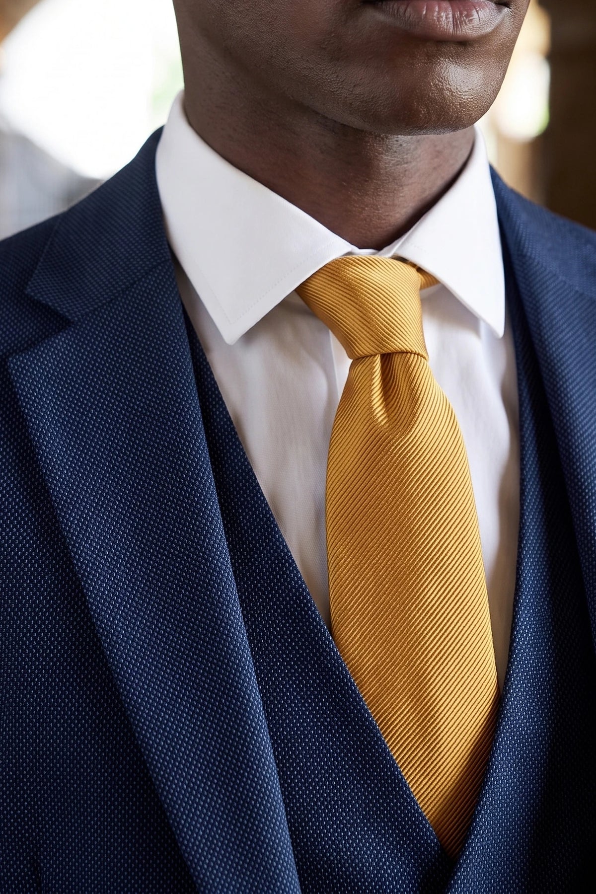 Cravate fine dorée unie pour homme