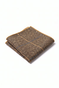 Pochette de costume pour homme en tweed doré mélangé laine