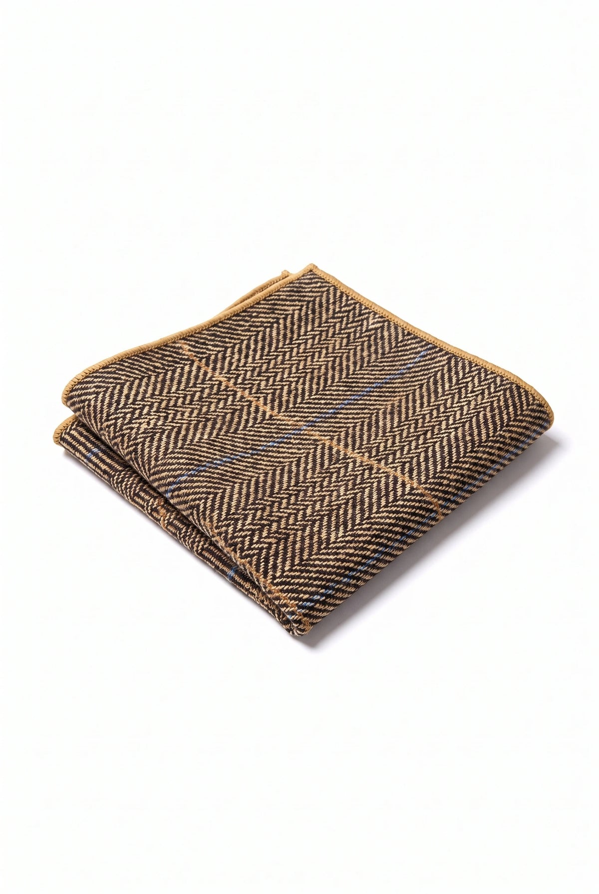 Pochette de costume pour homme en tweed doré mélangé laine
