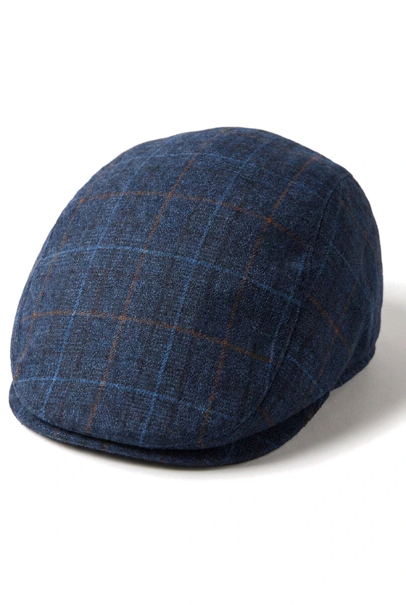 Casquette plate homme Grandad Baker bleu marine à 8 panneaux en tweed, style vintage classique et élégant décontracté, années 1920