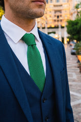 Cravate verte tricotée pour homme