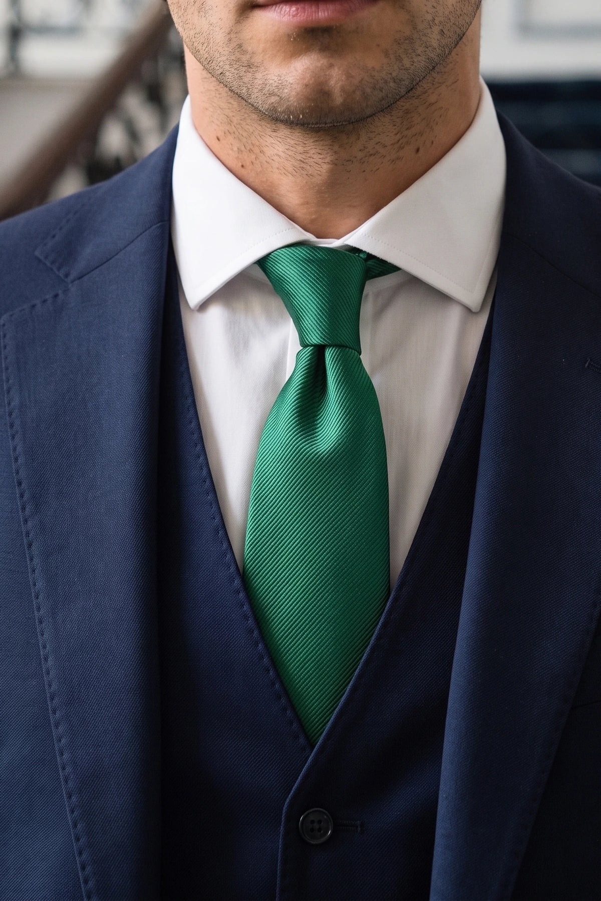 Cravate fine verte pour homme, 6 cm