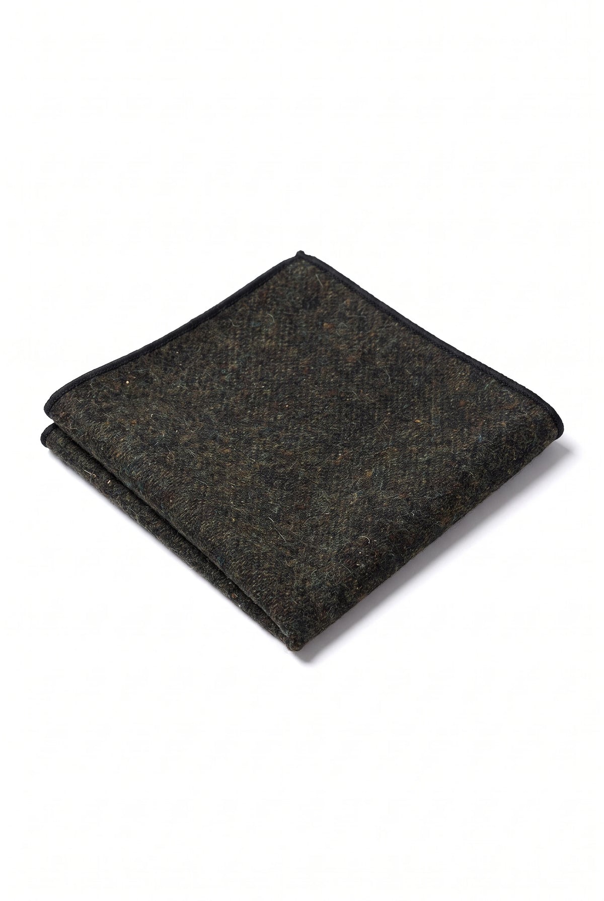 Pochette de costume pour homme en tweed vert mélangé laine