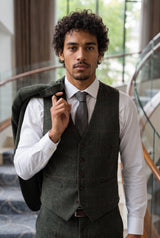 Cravate en tweed de laine mélangée à chevrons gris pour homme