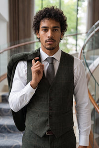 Cravate en tweed de laine mélangée à chevrons gris pour homme