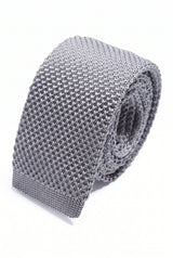 Cravate grise unie en maille pour homme