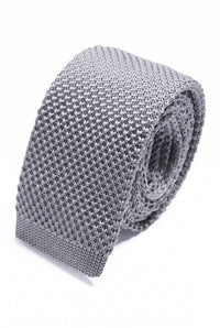 Cravate grise unie en maille pour homme