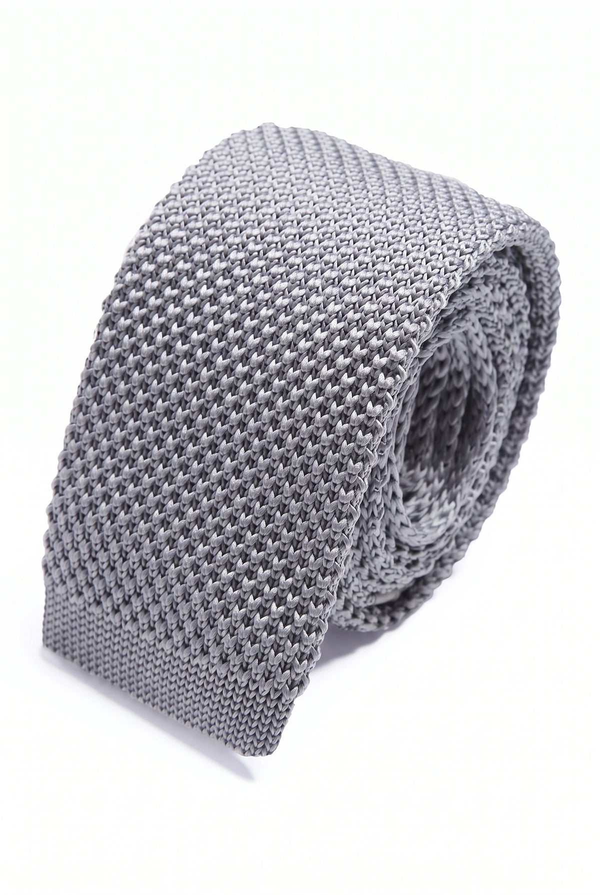 Cravate grise unie en maille pour homme