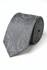 Coffret cadeau cravate grise à motif cachemire pour homme
