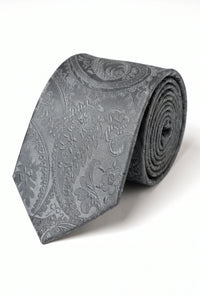 Coffret cadeau cravate grise à motif cachemire pour homme