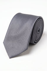 Cravate grise slim pour homme, 6 cm, couleur unie