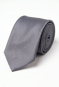 Cravate grise slim pour homme, 6 cm, couleur unie