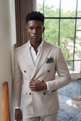 Pochette de costume en tweed gris pour homme