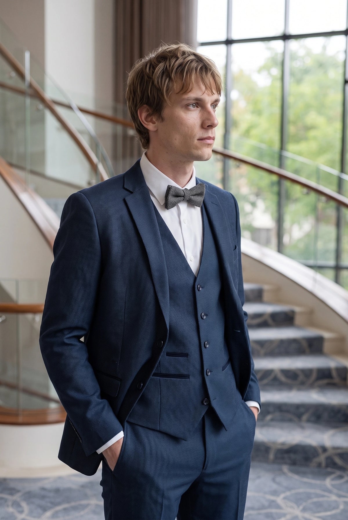 Nœud papillon en tweed gris pour homme, mélange de laine