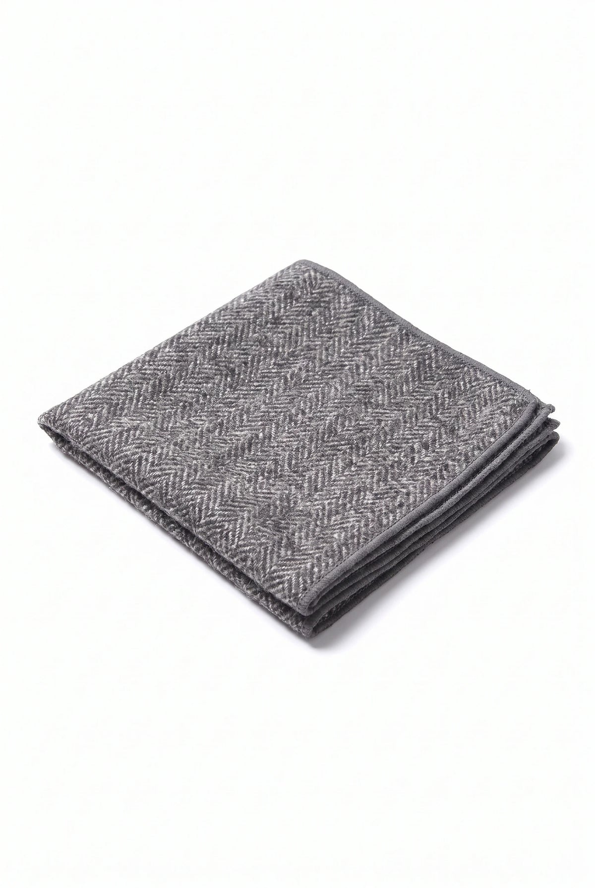 Pochette de costume pour homme en tweed gris mélangé laine