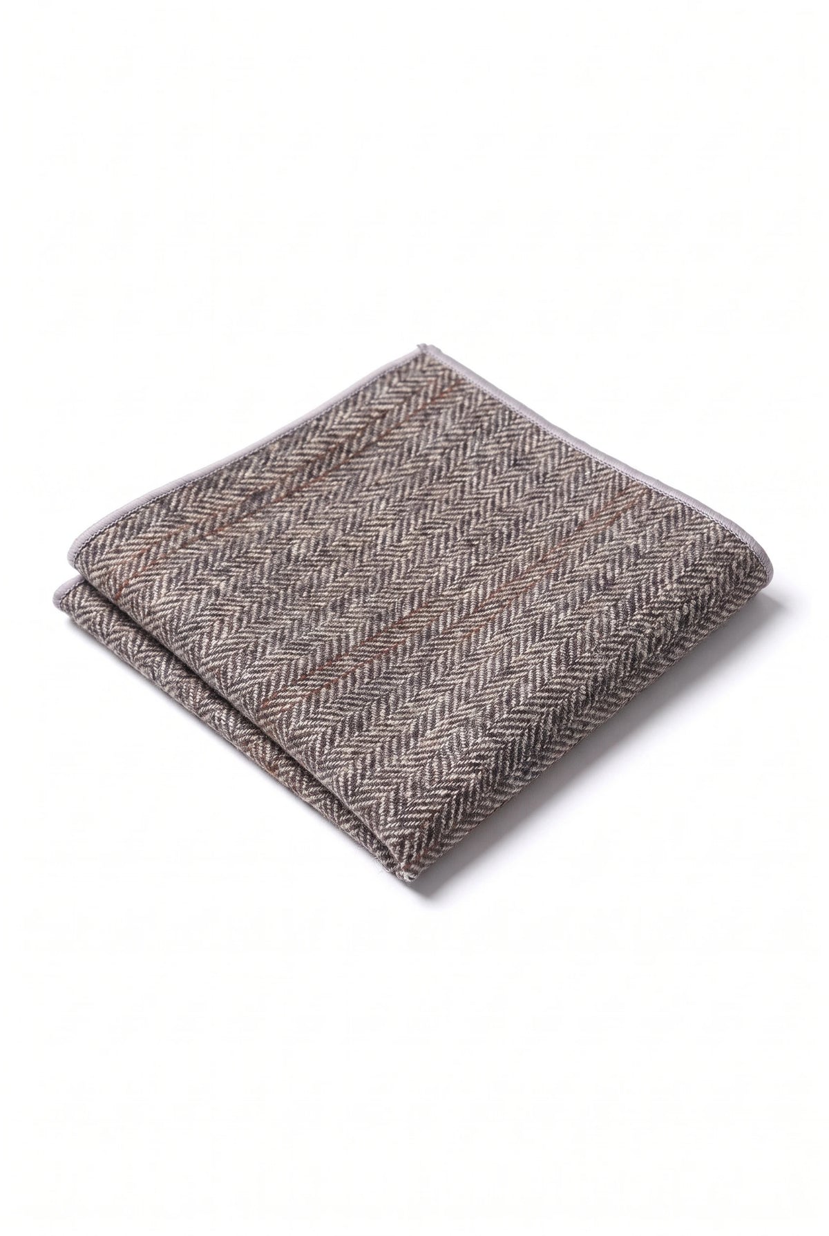 Pochette de costume pour homme en tweed gris mélangé laine