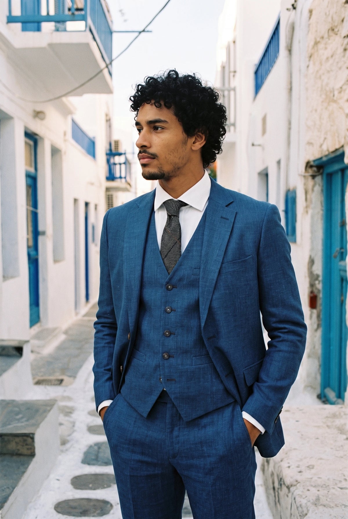 Cravate en tweed gris mélangé laine pour homme