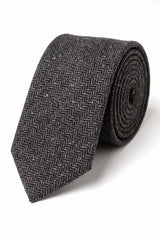 Cravate en tweed gris mélangé laine pour homme