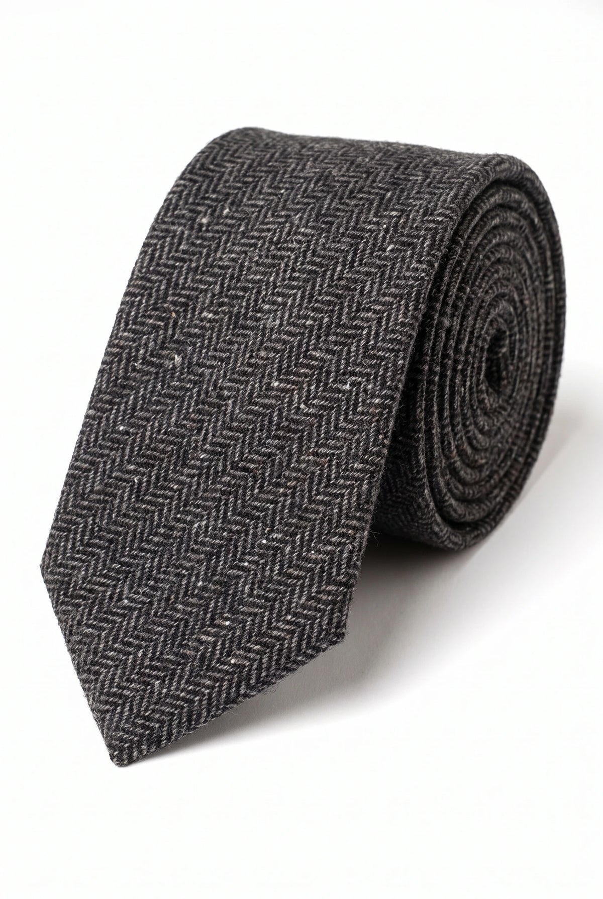 Cravate en tweed gris mélangé laine pour homme