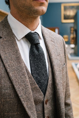 Cravate en tweed gris mélangé laine pour homme